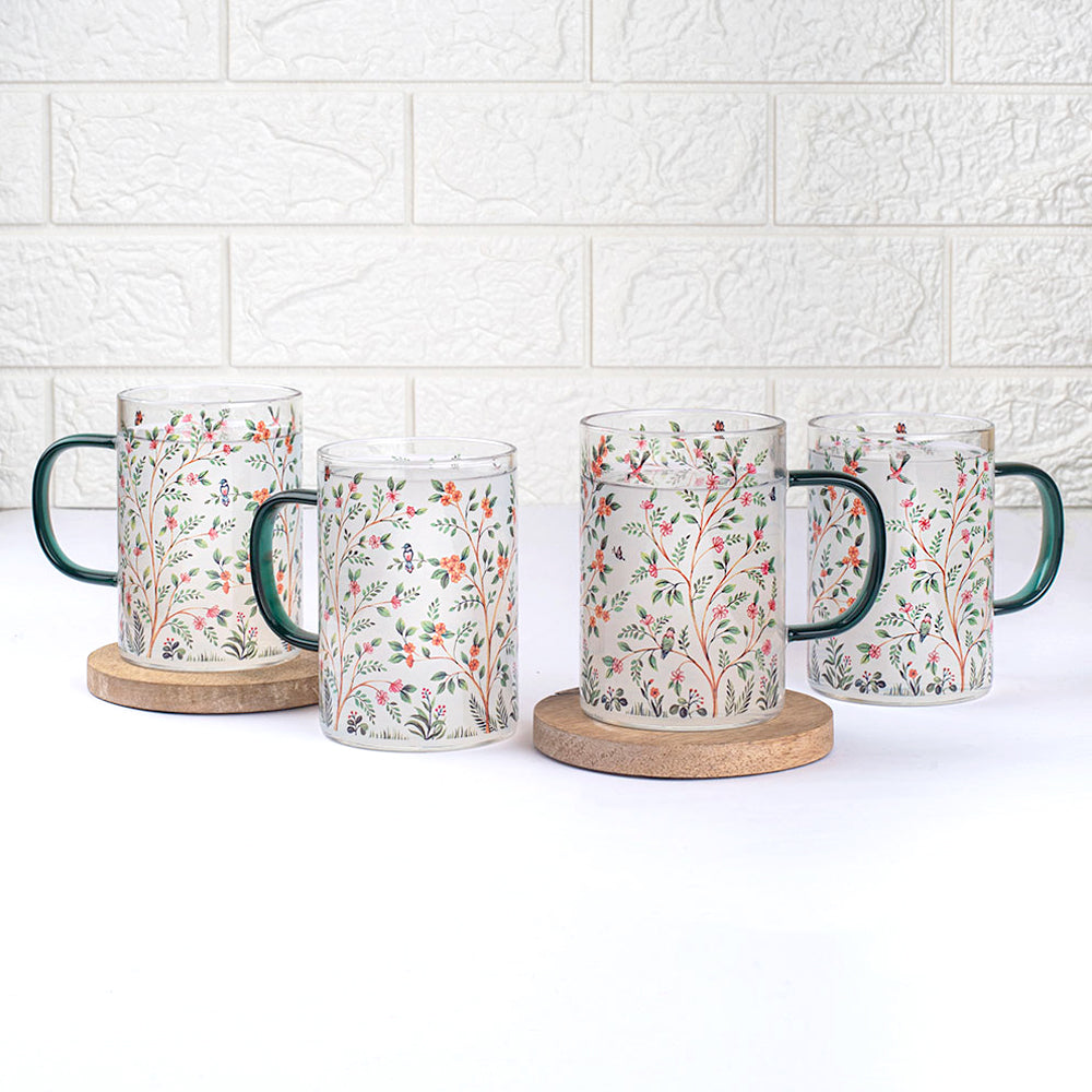 Forest of Greens Clear mugs - Set of 4