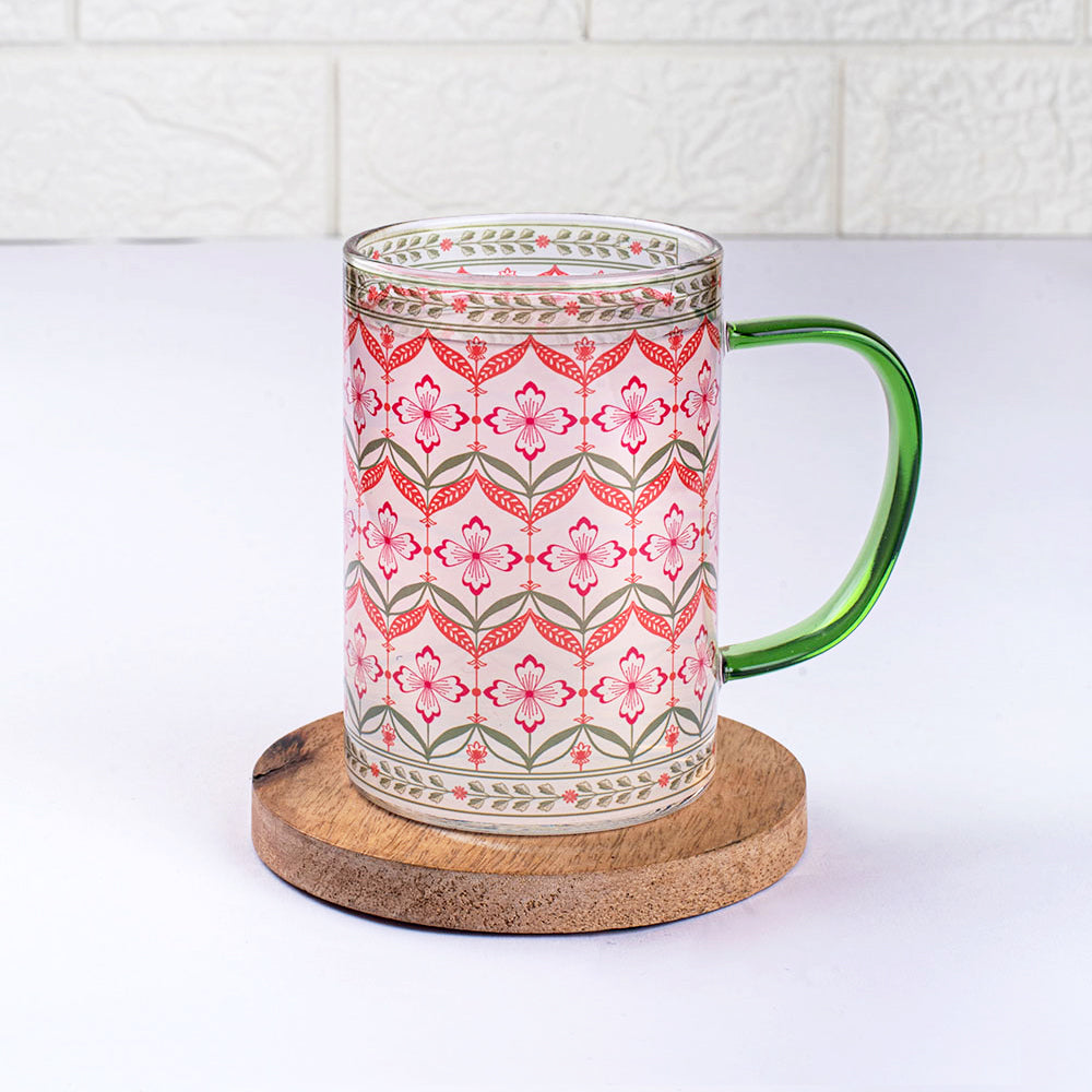 Floral Trellis Clear mugs - Set of 4