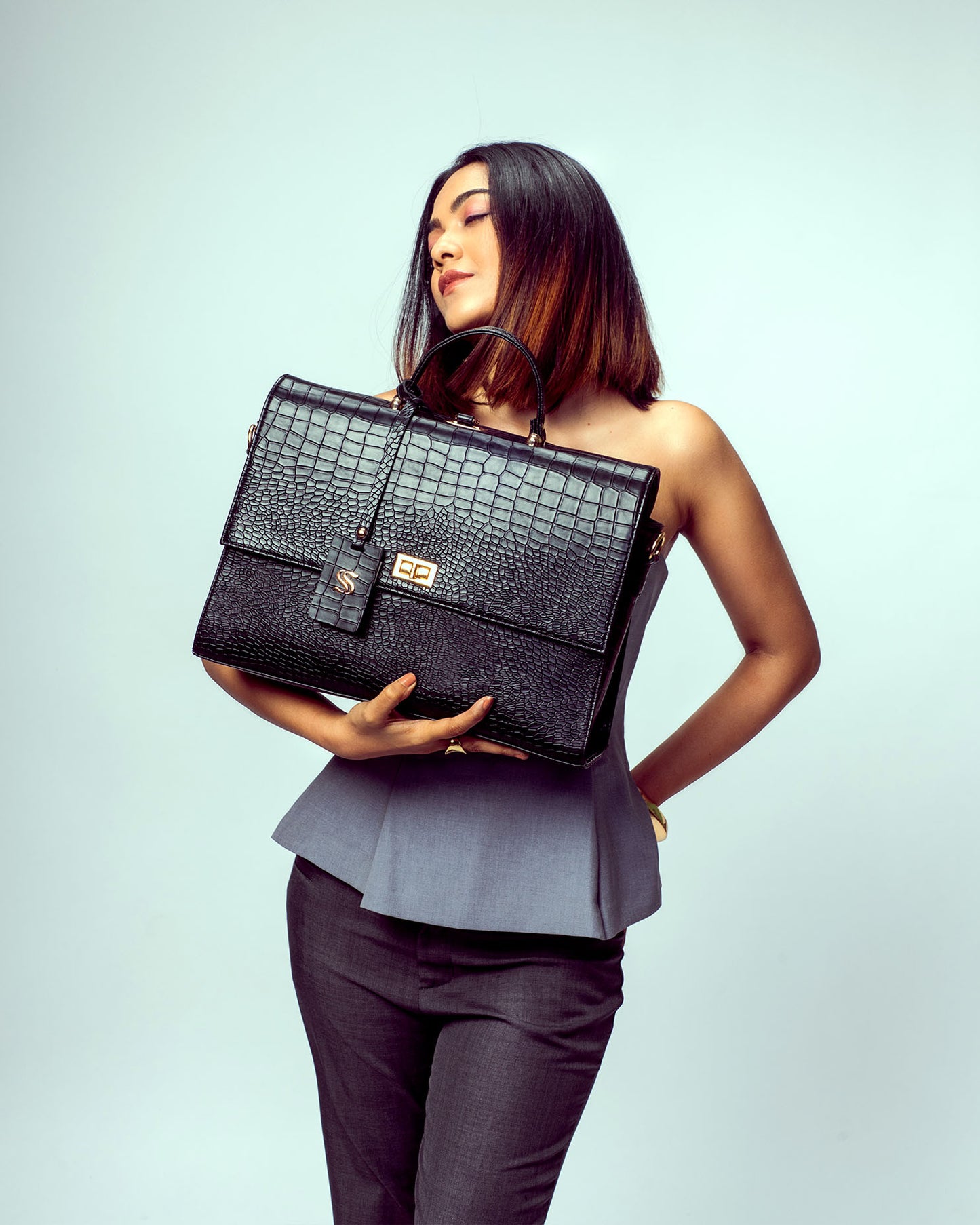 The Compact Convertible Work Bag for 14" laptops: Charcoal Chic (3 in 1 - Backpack, Crossbody/Tote & Handbag)