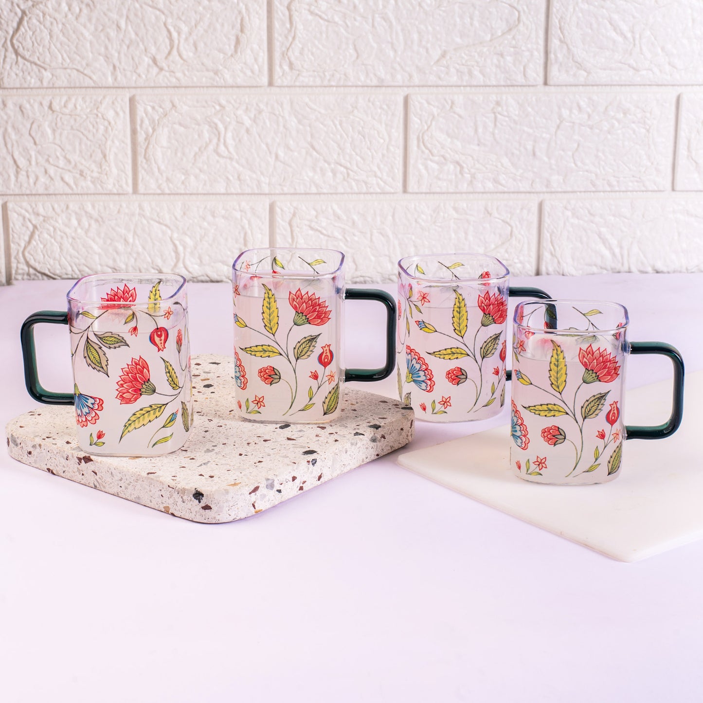 Enchanted Garden Square Coffee/Tea mugs - Set of 4