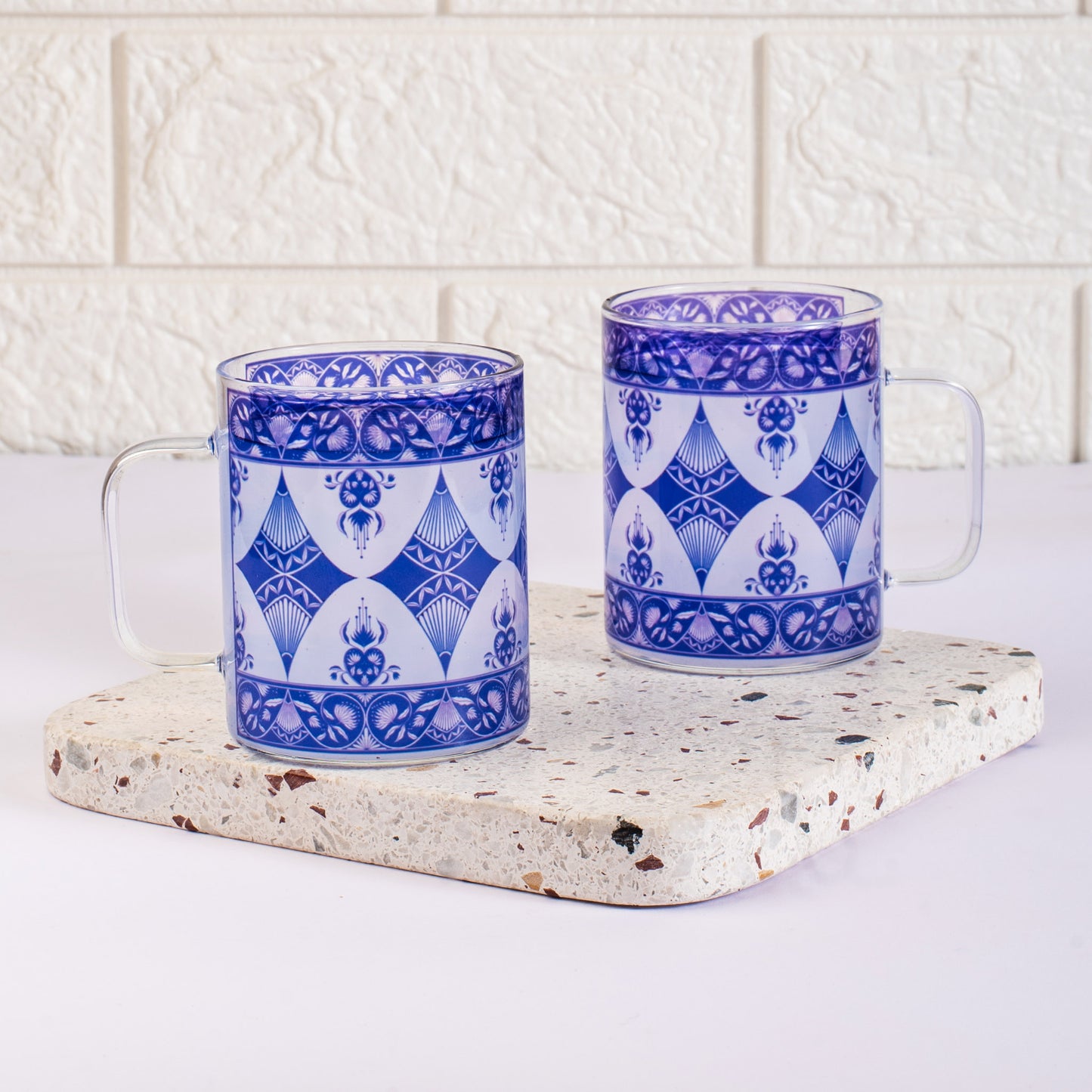 Indigo Print Round Coffee/Tea mugs - Set of 4