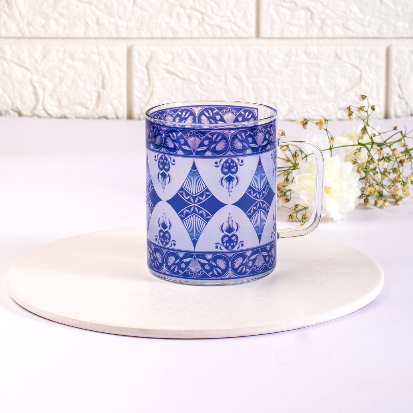 Indigo Print Round Coffee/Tea mugs - Set of 4