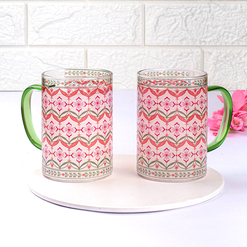 Floral Trellis Clear mugs - Set of 4