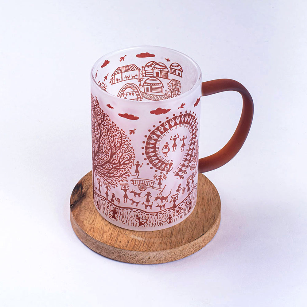 Ethnic Warli Art Frosted mugs - Set of 4