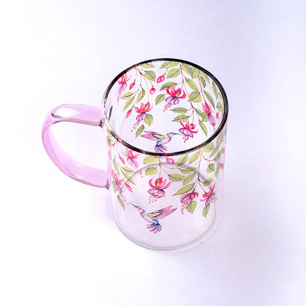 Pink Fuschia Bell Clear mugs - Set of 4