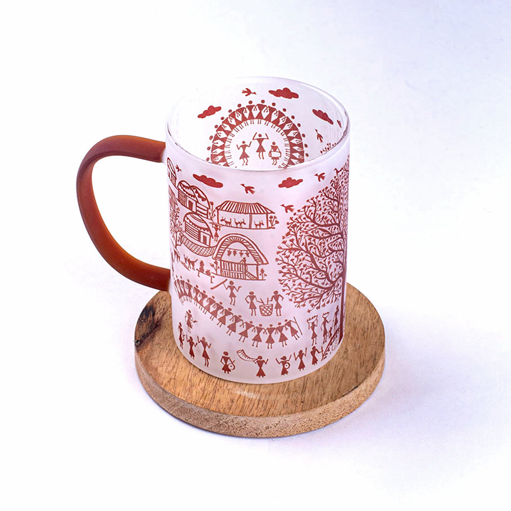 Ethnic Warli Art Frosted mugs - Set of 4