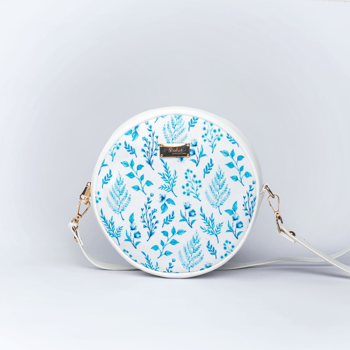 Azure Blooms White Orbit Sling bag