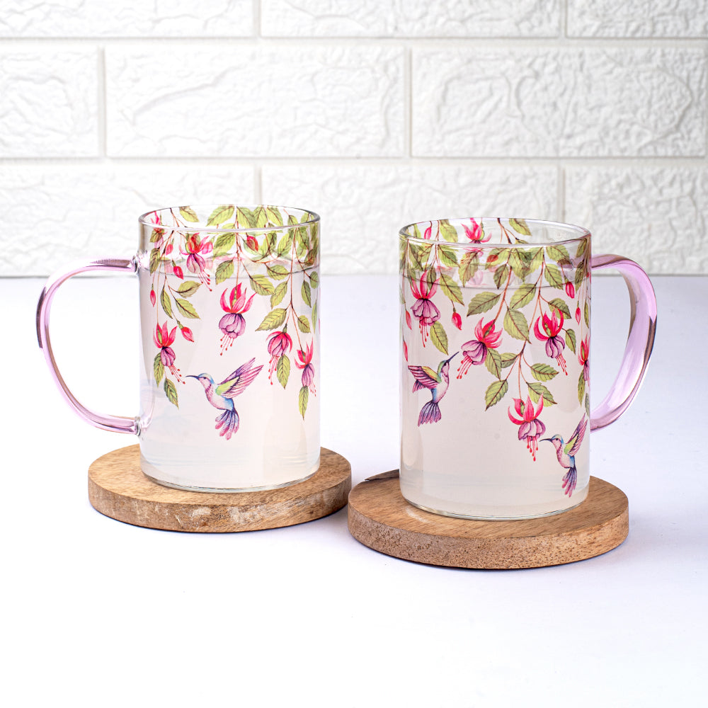 Pink Fuschia Bell Clear mugs - Set of 4