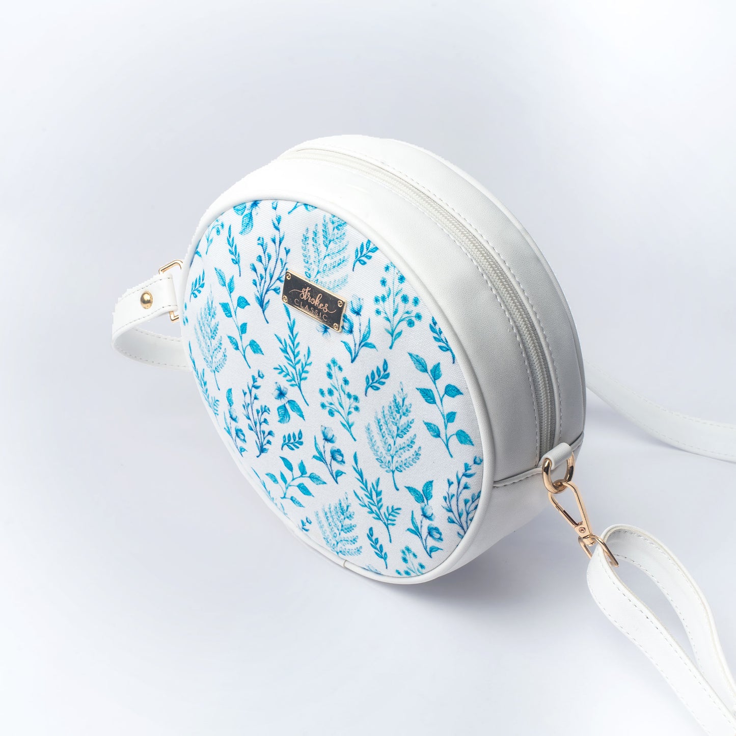 Azure Blooms White Orbit Sling bag