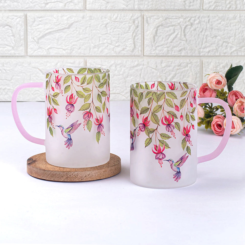 Pink Fuschia Bell Frosted mugs - Set of 4