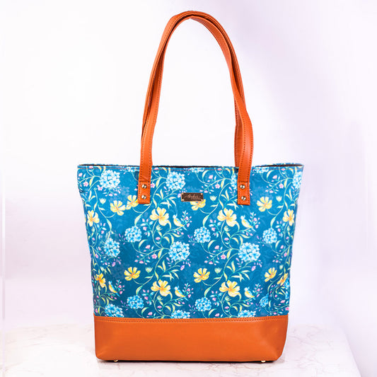 Vintage Blooms Blue Tote Bag