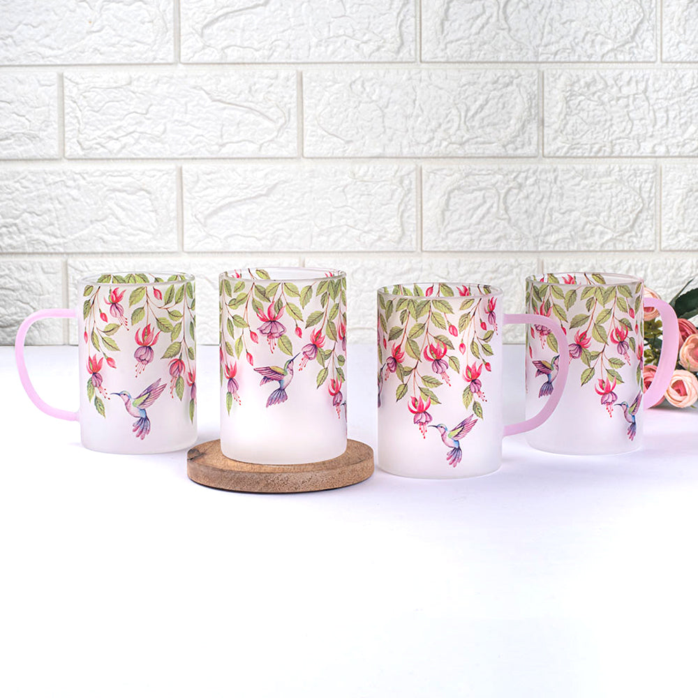 Pink Fuschia Bell Frosted mugs - Set of 4