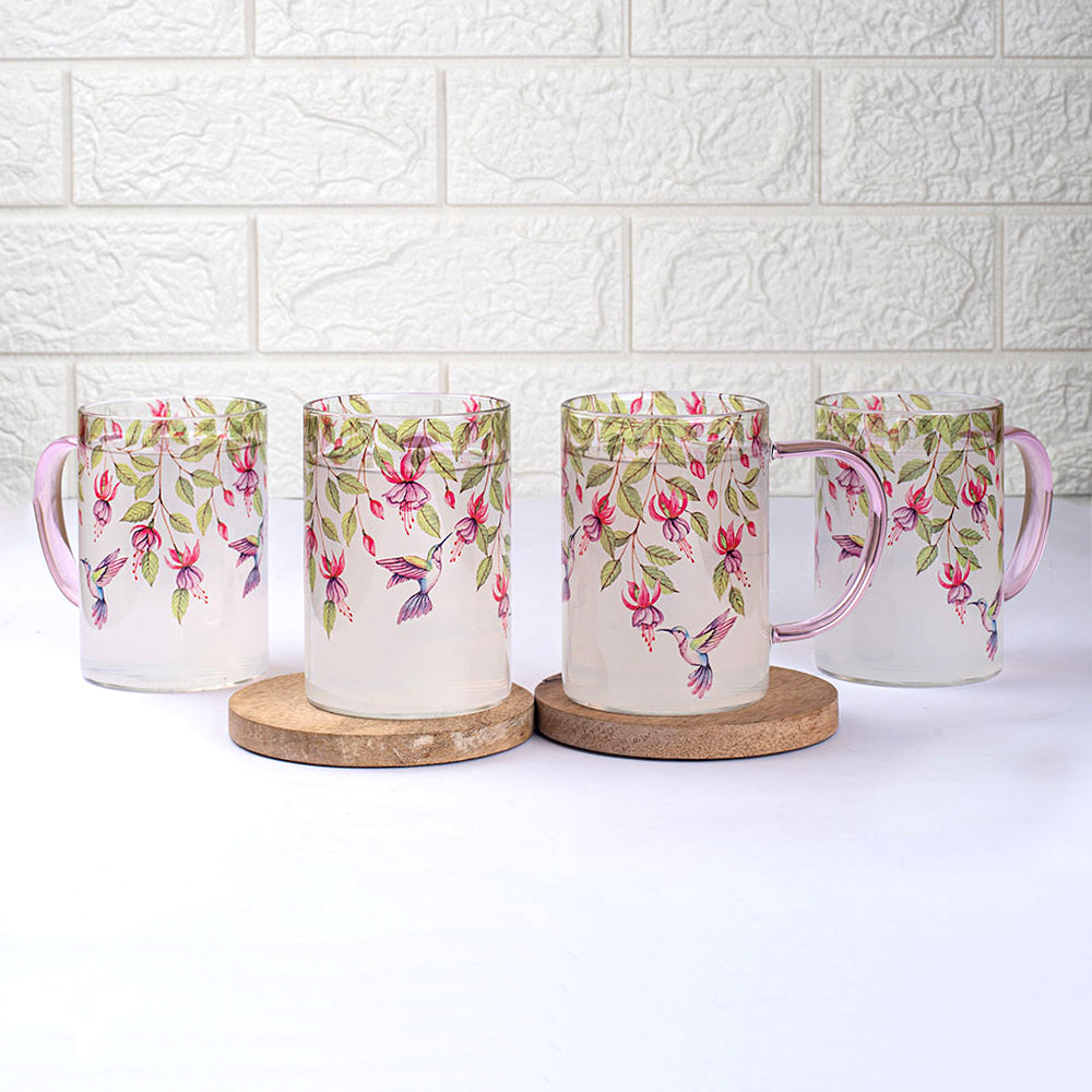 Pink Fuschia Bell Clear mugs - Set of 4