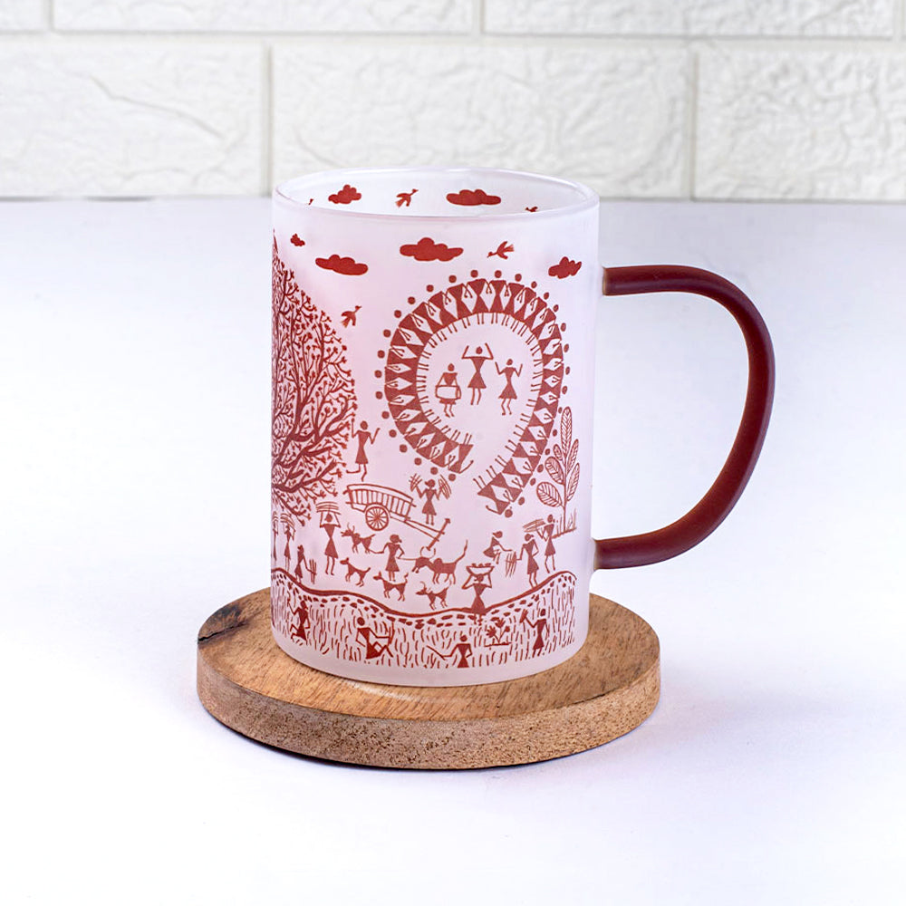 Ethnic Warli Art Frosted mugs - Set of 4