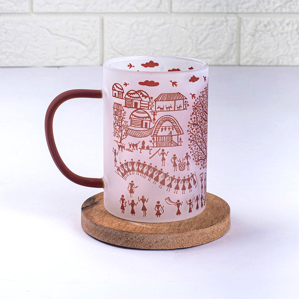 Ethnic Warli Art Frosted mugs - Set of 4