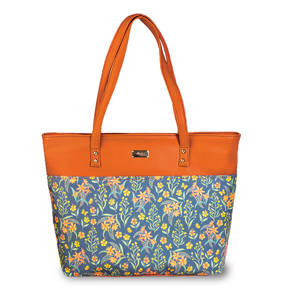 Grey Summer Blossoms Office Bag