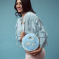 Periwinkle Blue and White Orbit Sling bag