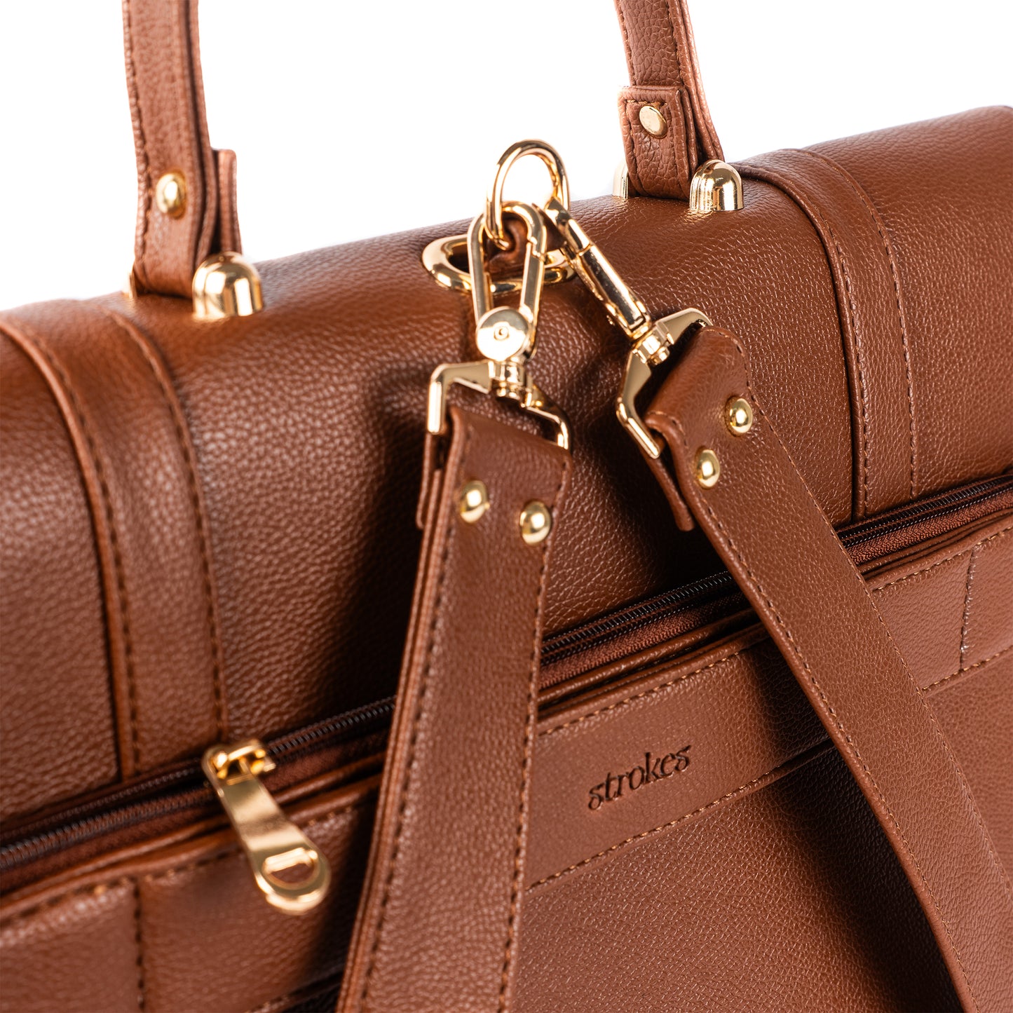 The Convertible Work Bag: Handbag, Backpack & Shoulder Tote - Mocha Elegance