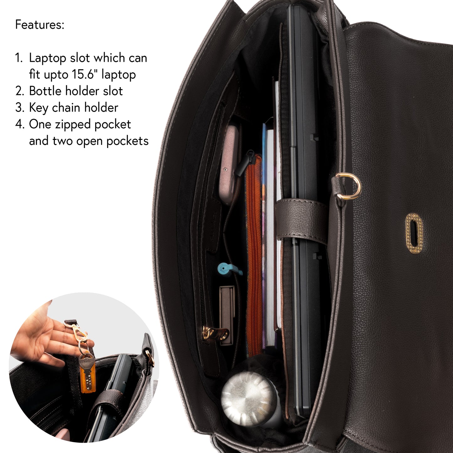 The Convertible Work Bag: Handbag, Backpack & Shoulder Tote - Charcoal Chic