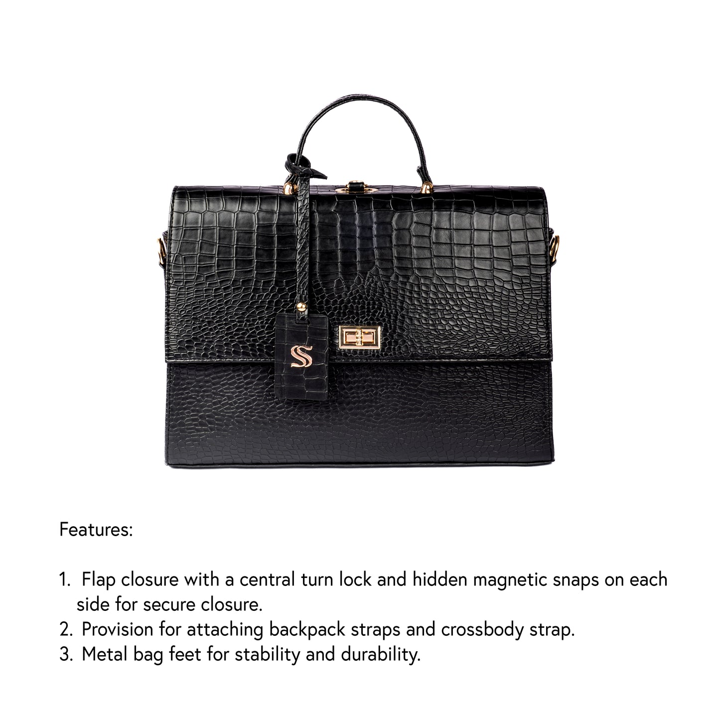 The Compact Convertible Work Bag for 14" laptops: Charcoal Chic (3 in 1 - Backpack, Crossbody/Tote & Handbag)