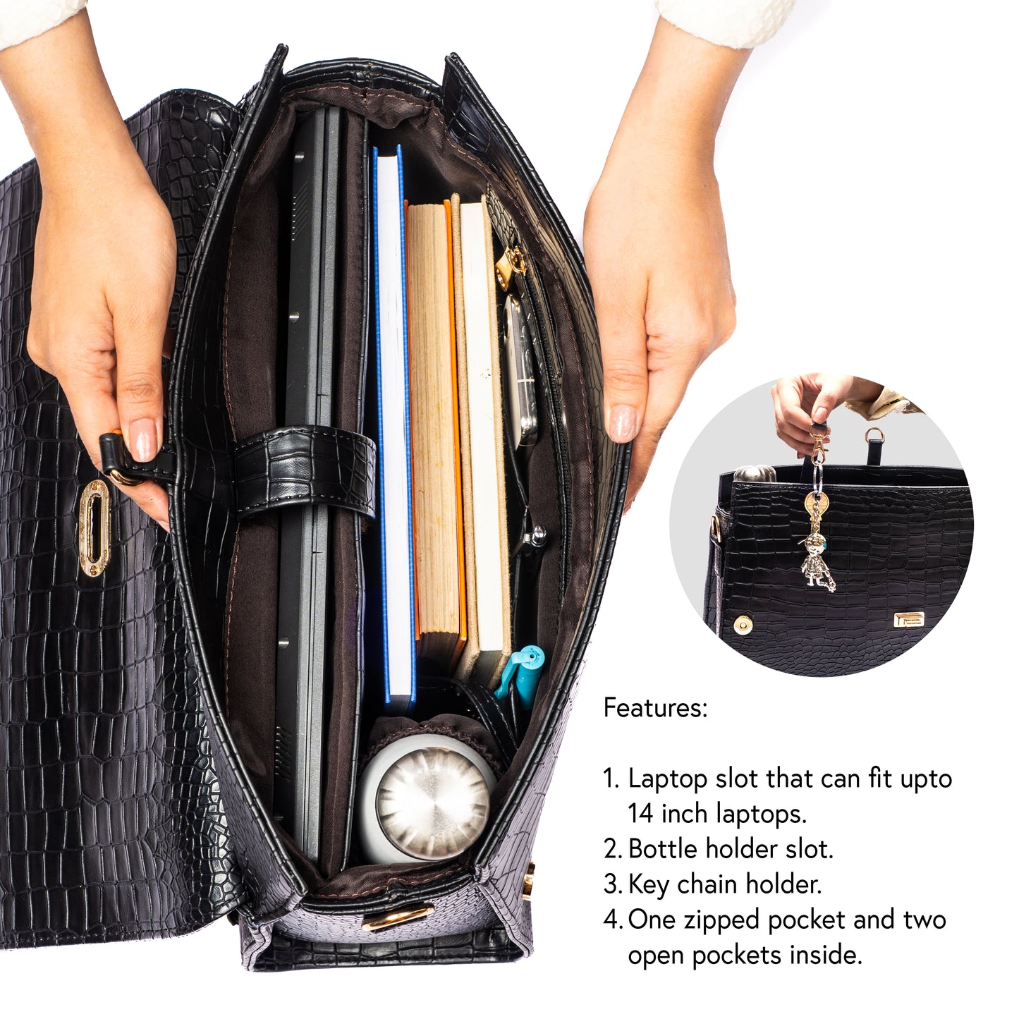 The Compact Convertible Work Bag for 14" laptops: Charcoal Chic (3 in 1 - Backpack, Crossbody/Tote & Handbag)