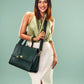 The Compact Convertible Work Bag for 14" laptops: Emerald Elegance (3 in 1 - Backpack, Crossbody/Tote & Handbag)