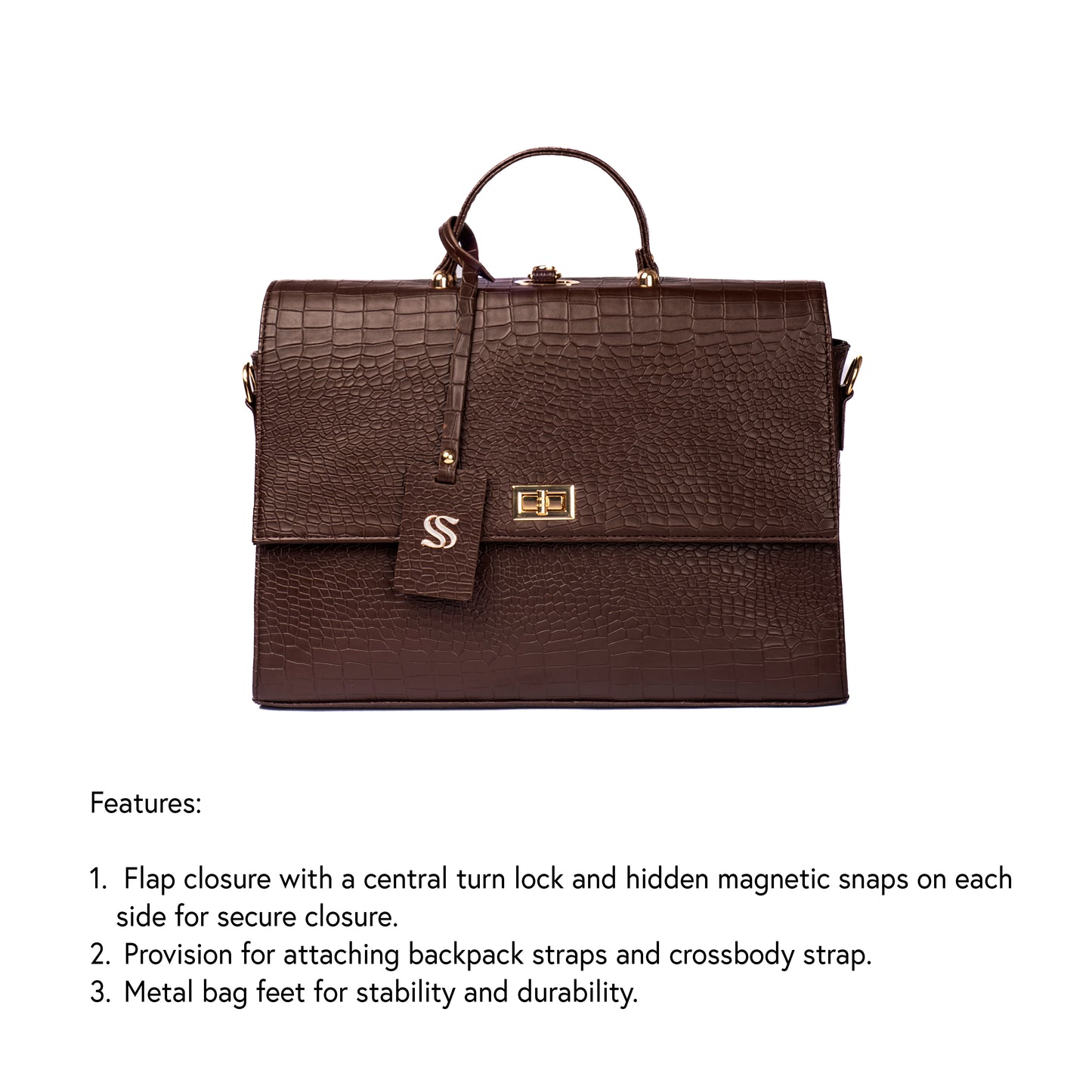 The Compact Convertible Work Bag for 14" laptops: Mahogany Mystique (3 in 1 - Backpack, Crossbody/Tote & Handbag)