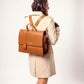 The Compact Convertible Work Bag for 14" laptops: Mocha Elegance (3 in 1 - Backpack, Crossbody/Tote & Handbag)