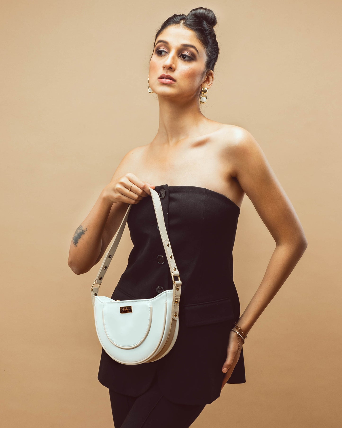 Ivory Lustre Hobo/Shoulder Bag