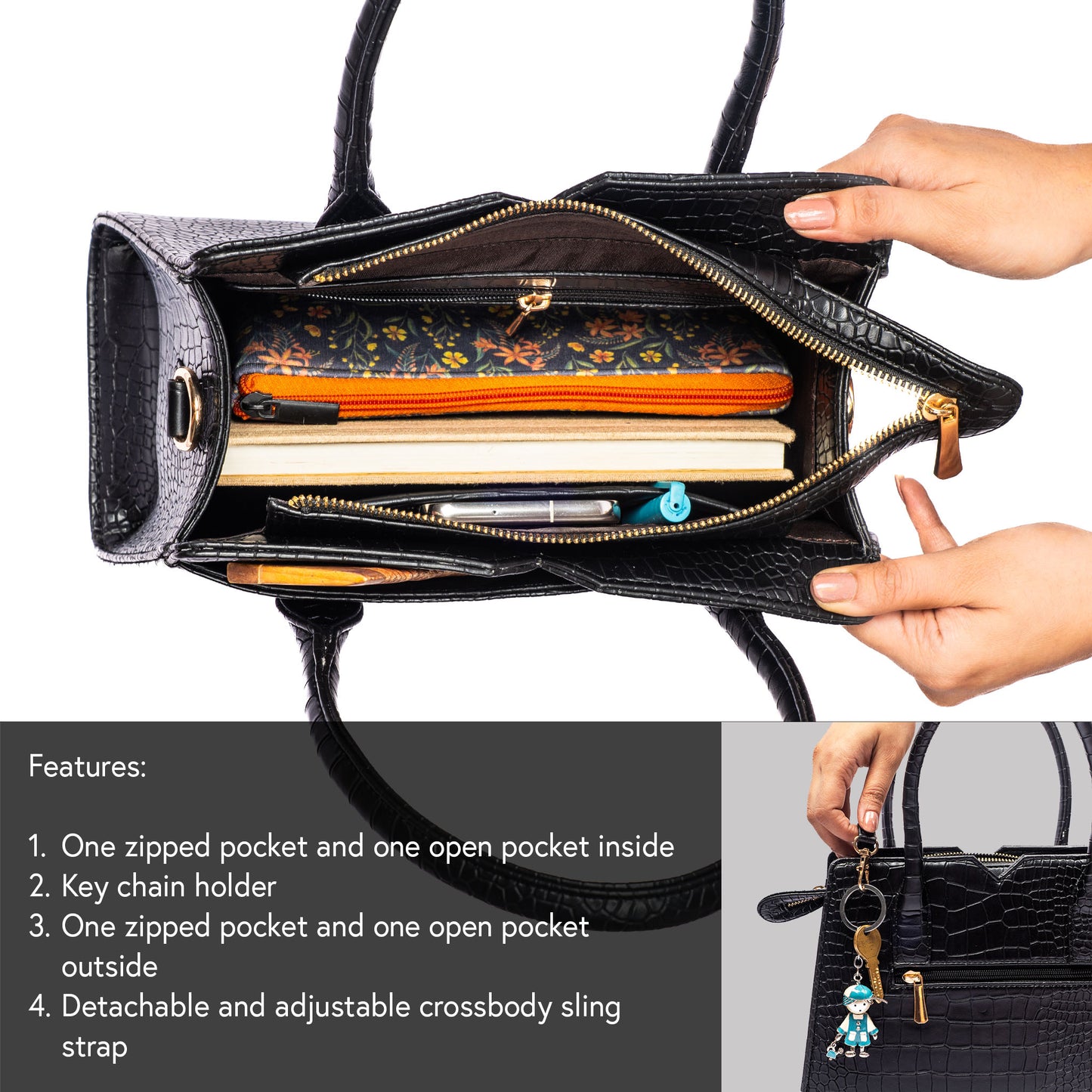 Charcoal Chic Poise Handbag