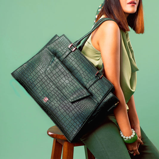 Emerald Elegance Grande Tote bag for 17" laptop