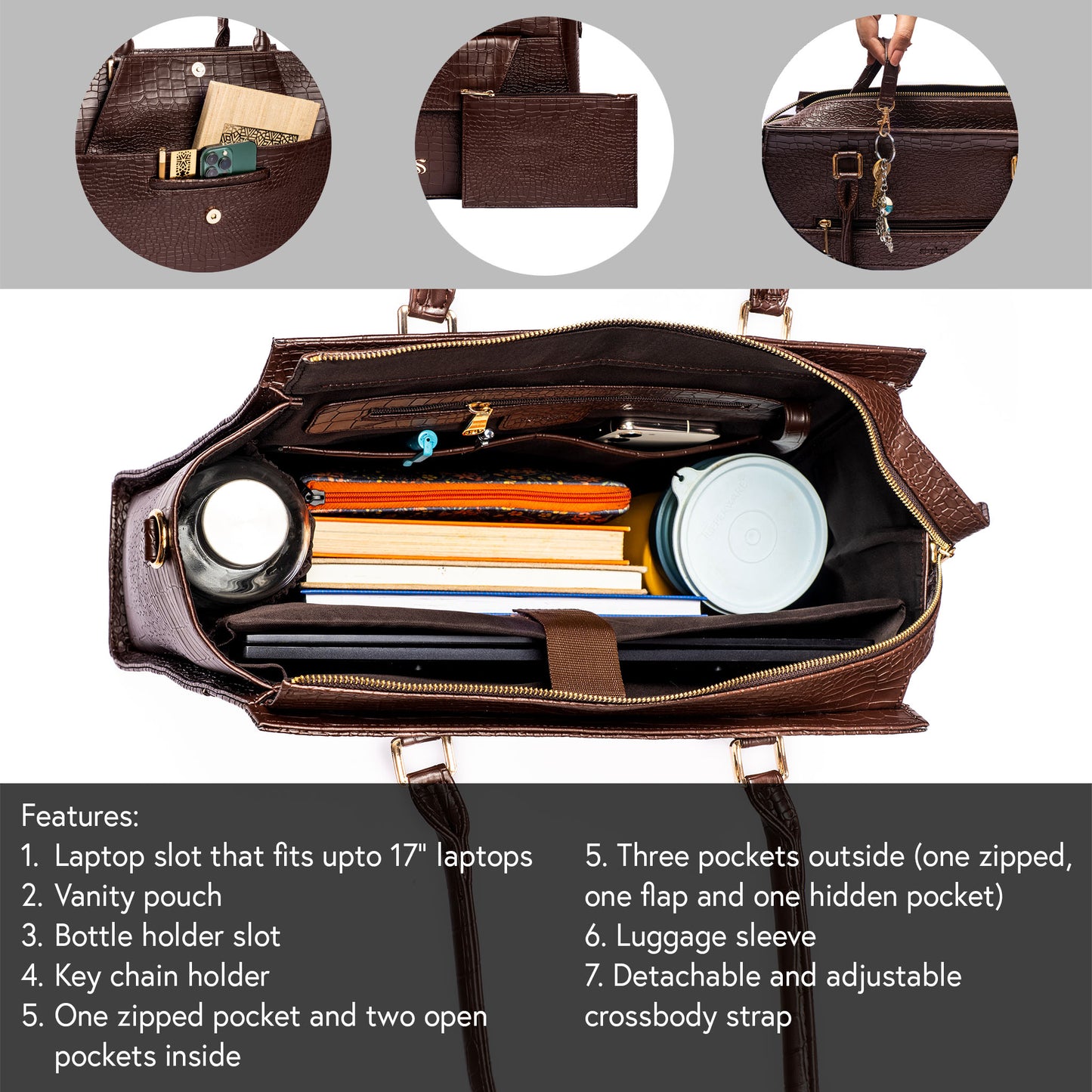 Mahogany Mystique Grande Tote bag for 17" laptop