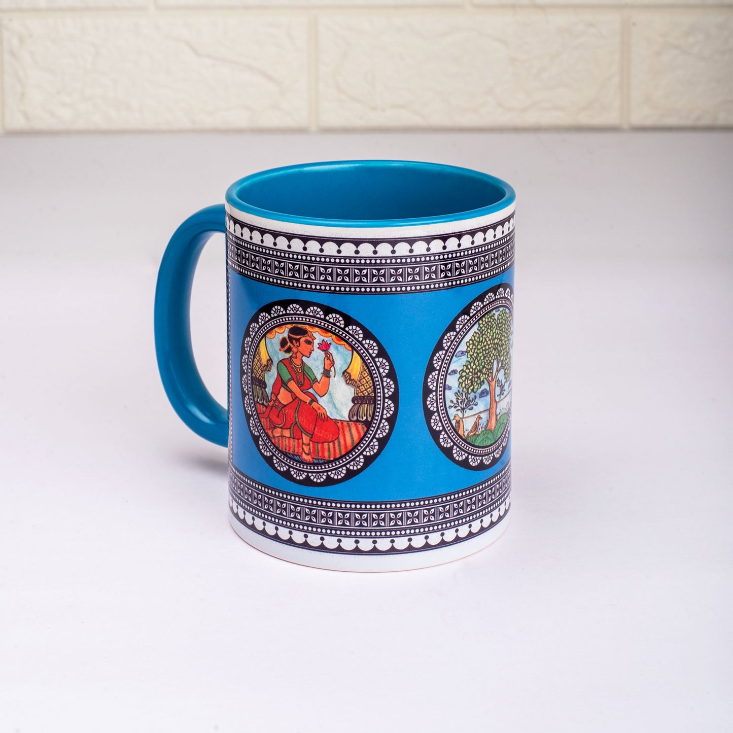 Paripatra Pattachitra Mug with Coaster - Blue