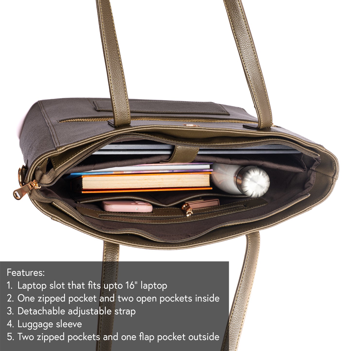 Olive Opulence Aurea Tote bag for 16" laptop