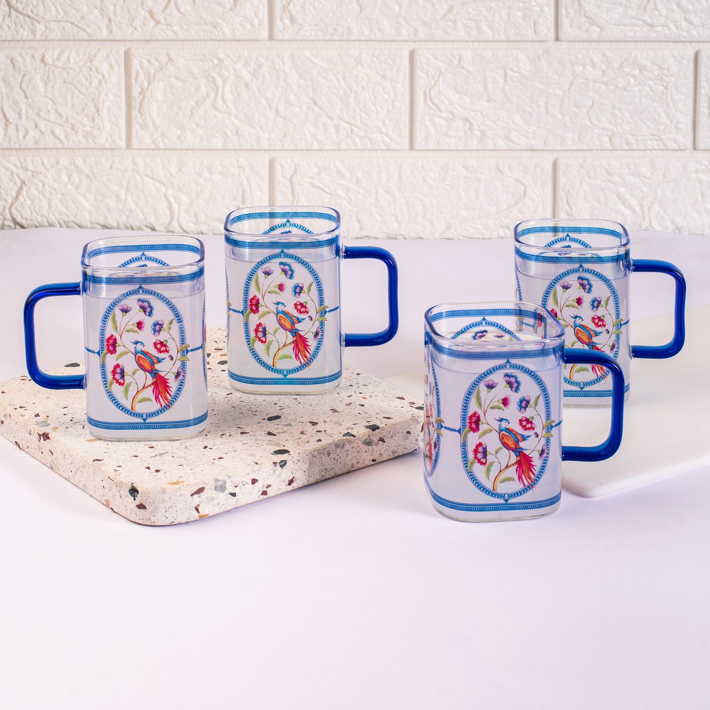 The Songbird Square Coffee/Tea mugs - Set of 4