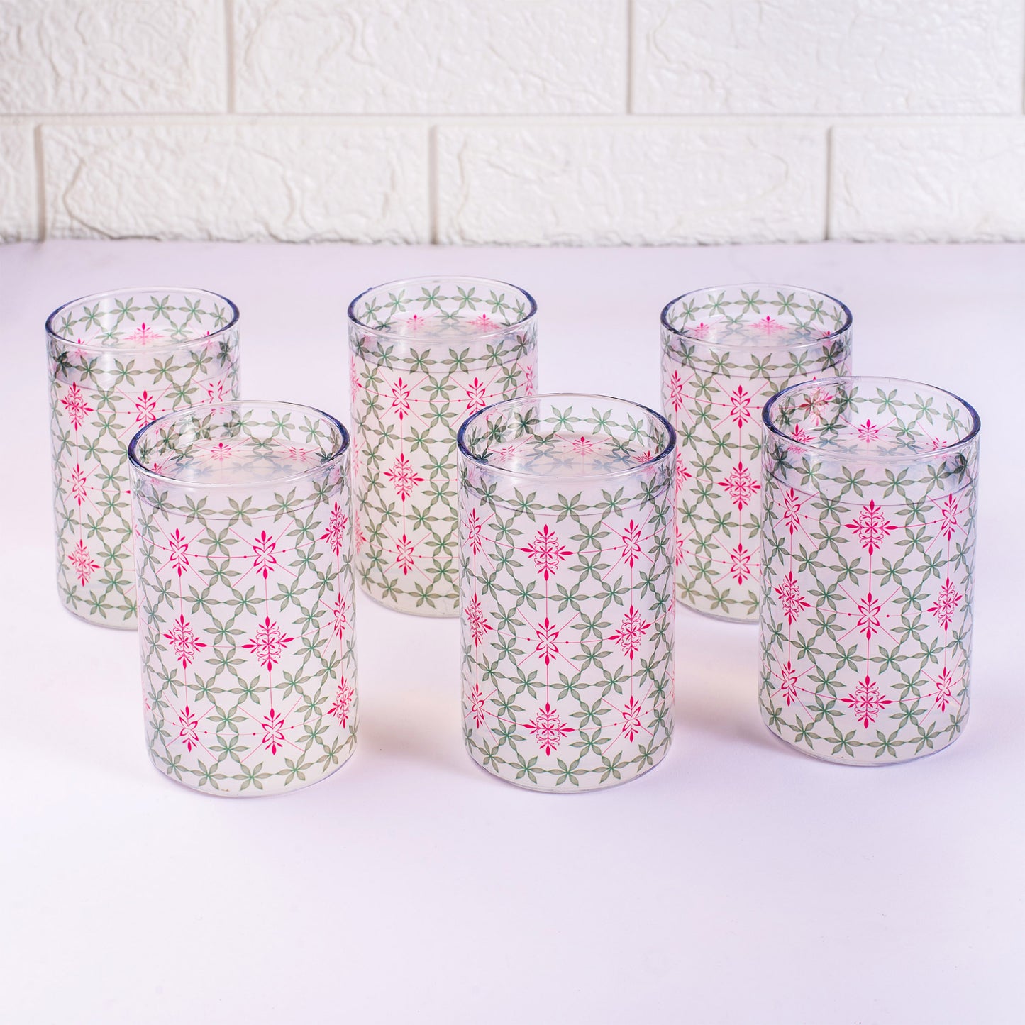 Classic Geometric Pattern Glass Tumblers - Set of 4 and 6