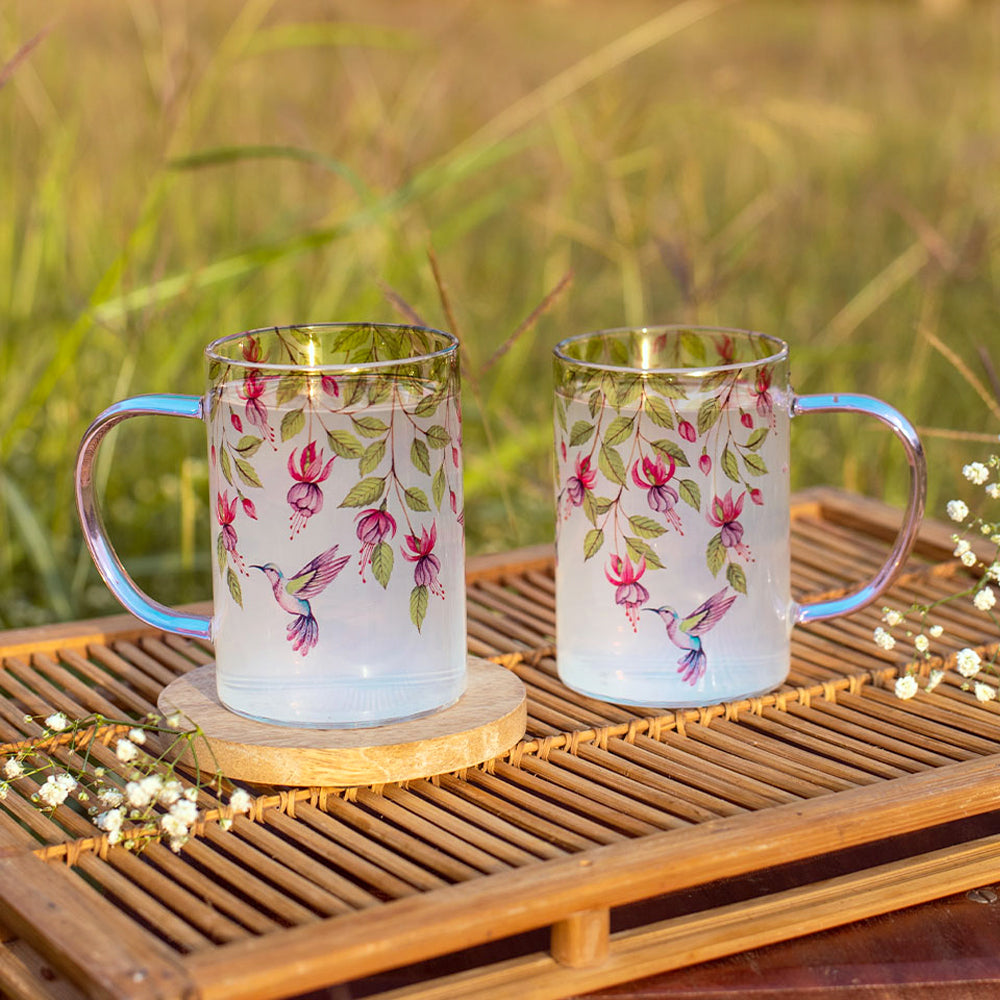 Pink Fuschia Bell Clear mugs - Set of 4