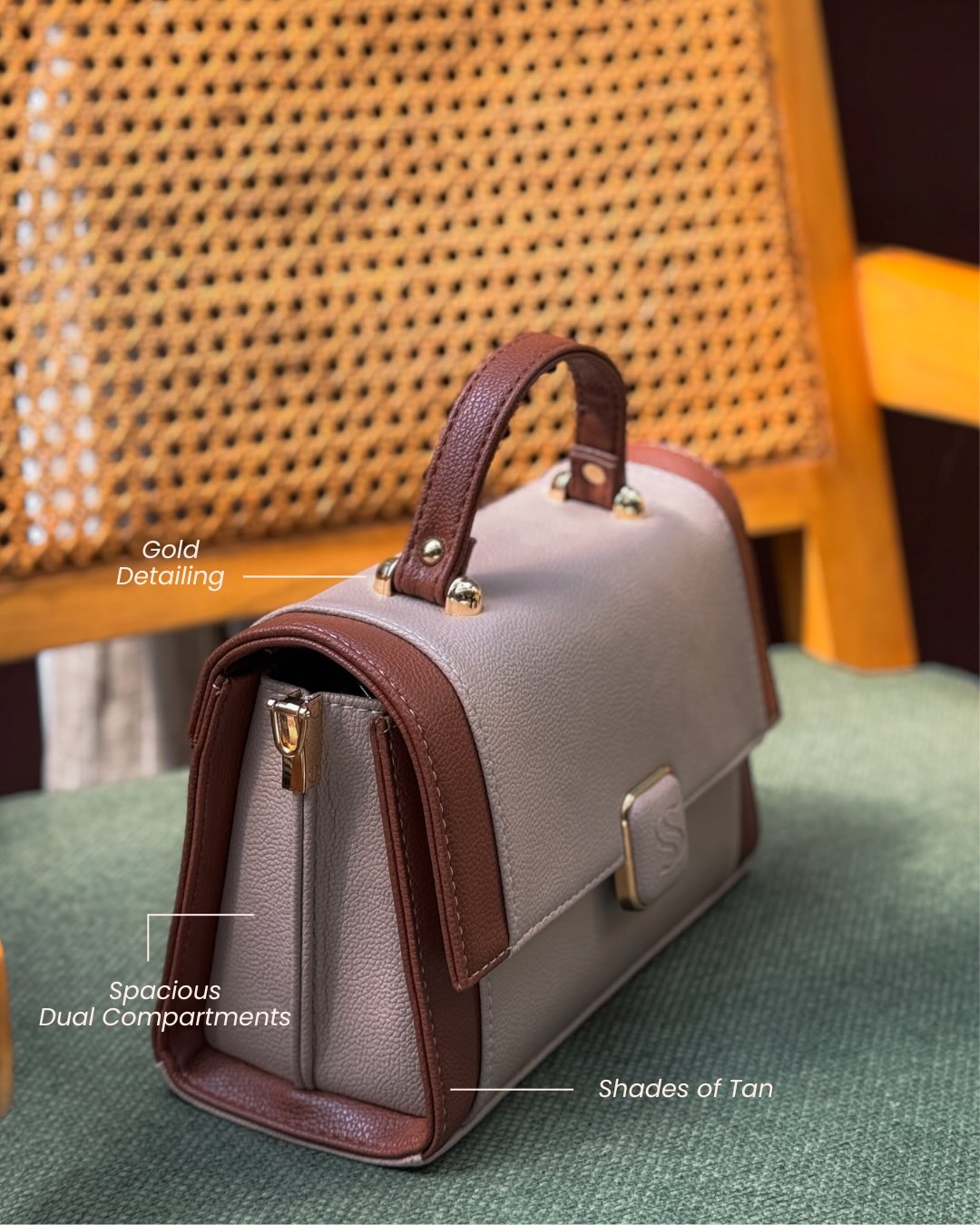 Walnut Crème Serena Handbag cum Sling bag