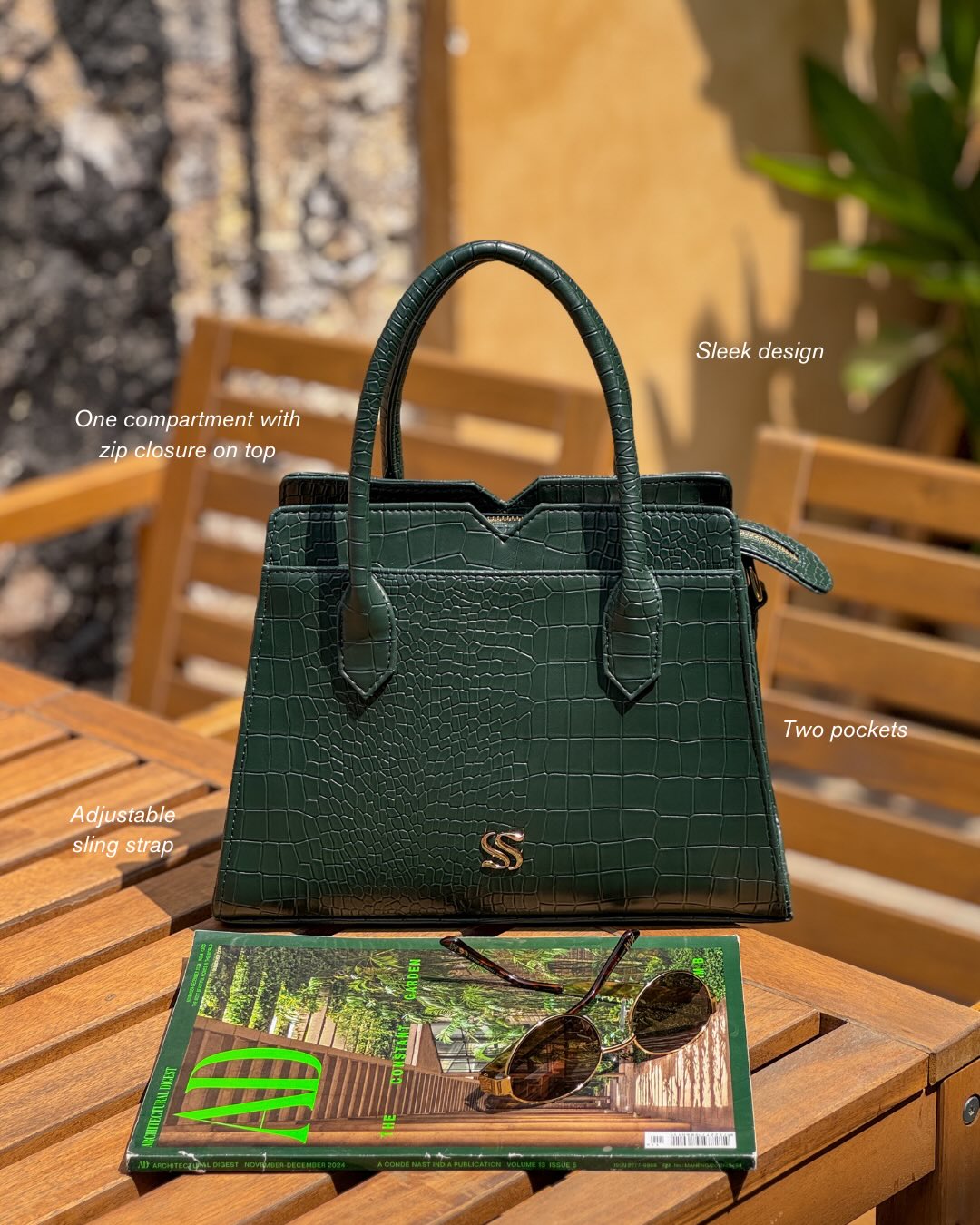 Emerald Elegance Poise Handbag