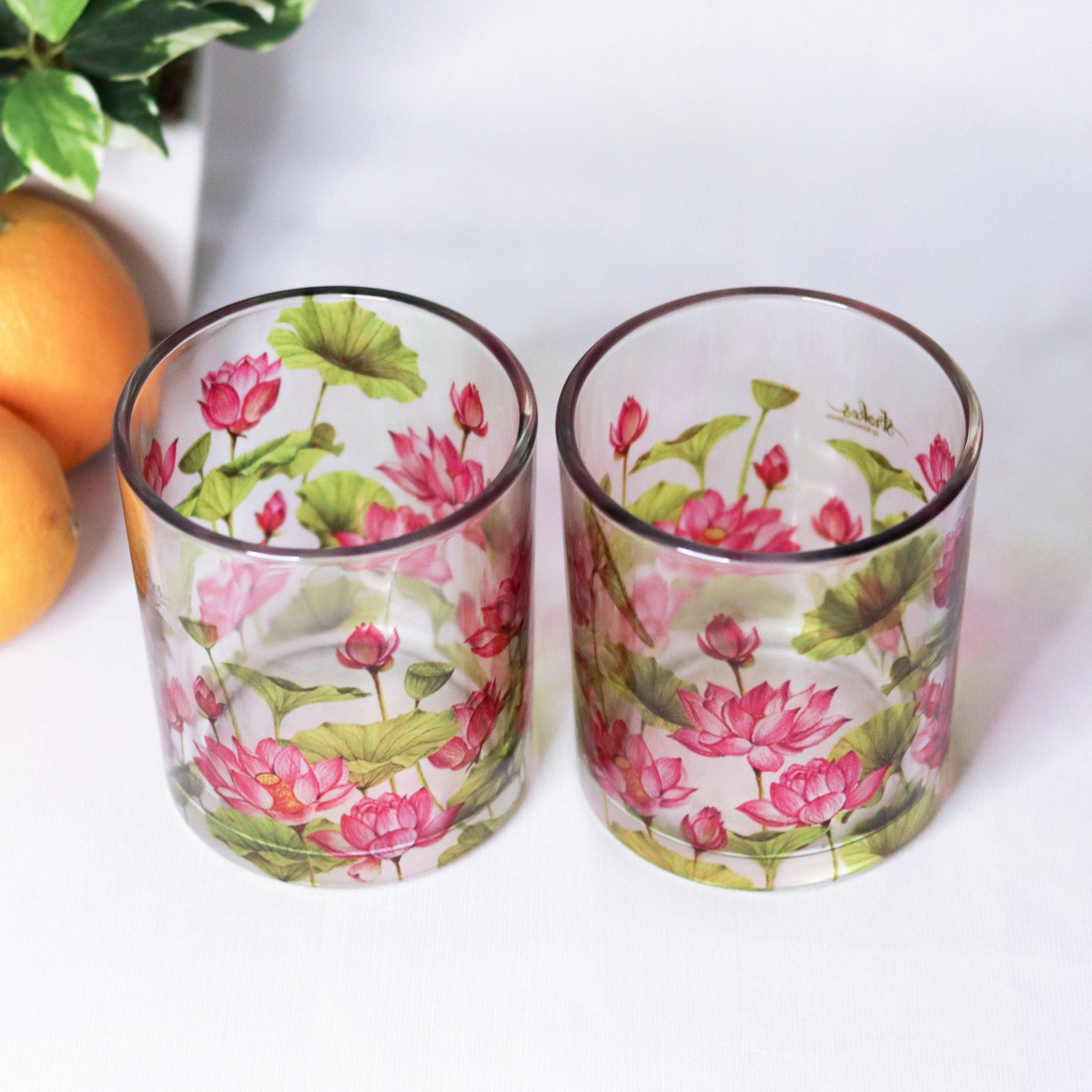 Lotus Field Beverage Glasses (Set of 2 and 4) - Strokes by Namrata Mehta