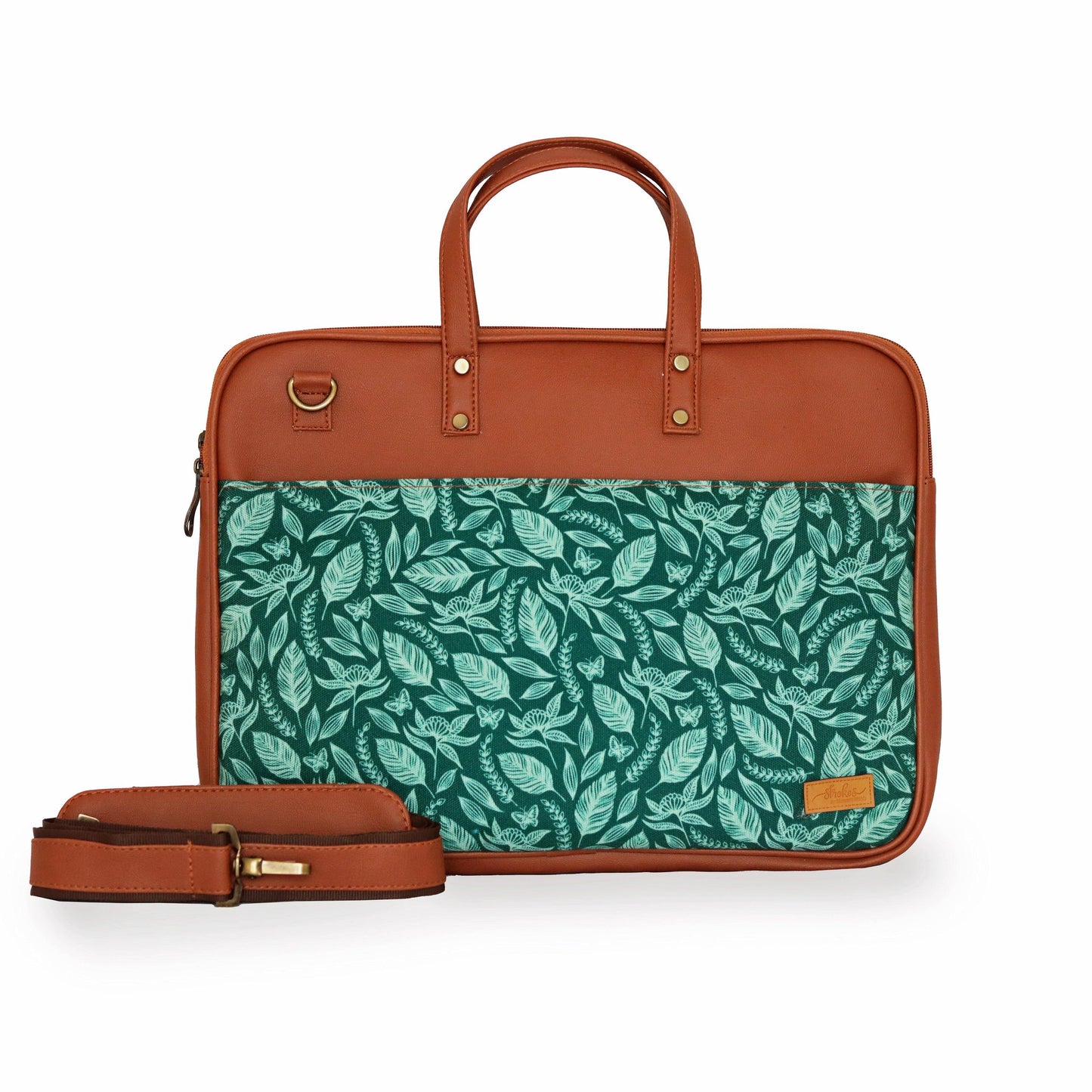 Forest Greens Women's Compact Laptop Bag - Strokes by Namrata Mehta