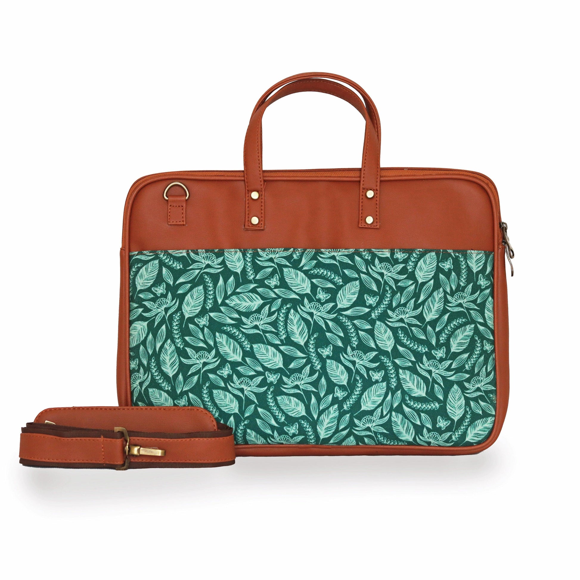 Forest Greens Women's Compact Laptop Bag - Strokes by Namrata Mehta