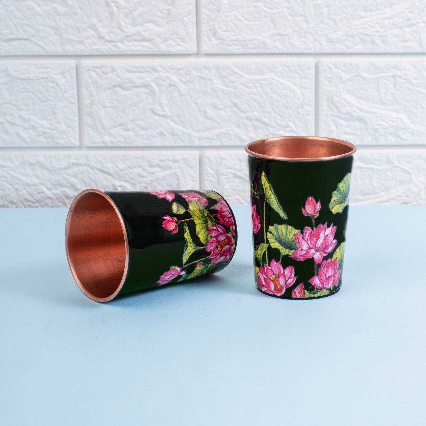 Lotus Field Copper Tumblers - Set of 2