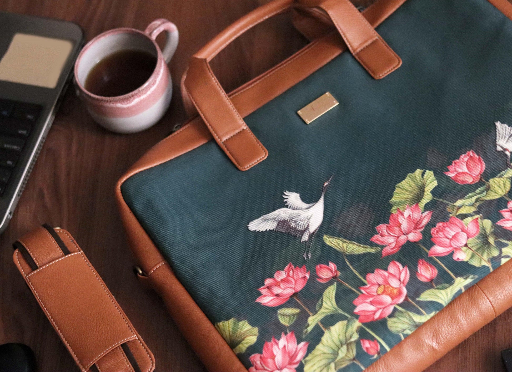 Lotus Field Women's Laptop Bag - Strokes by Namrata Mehta