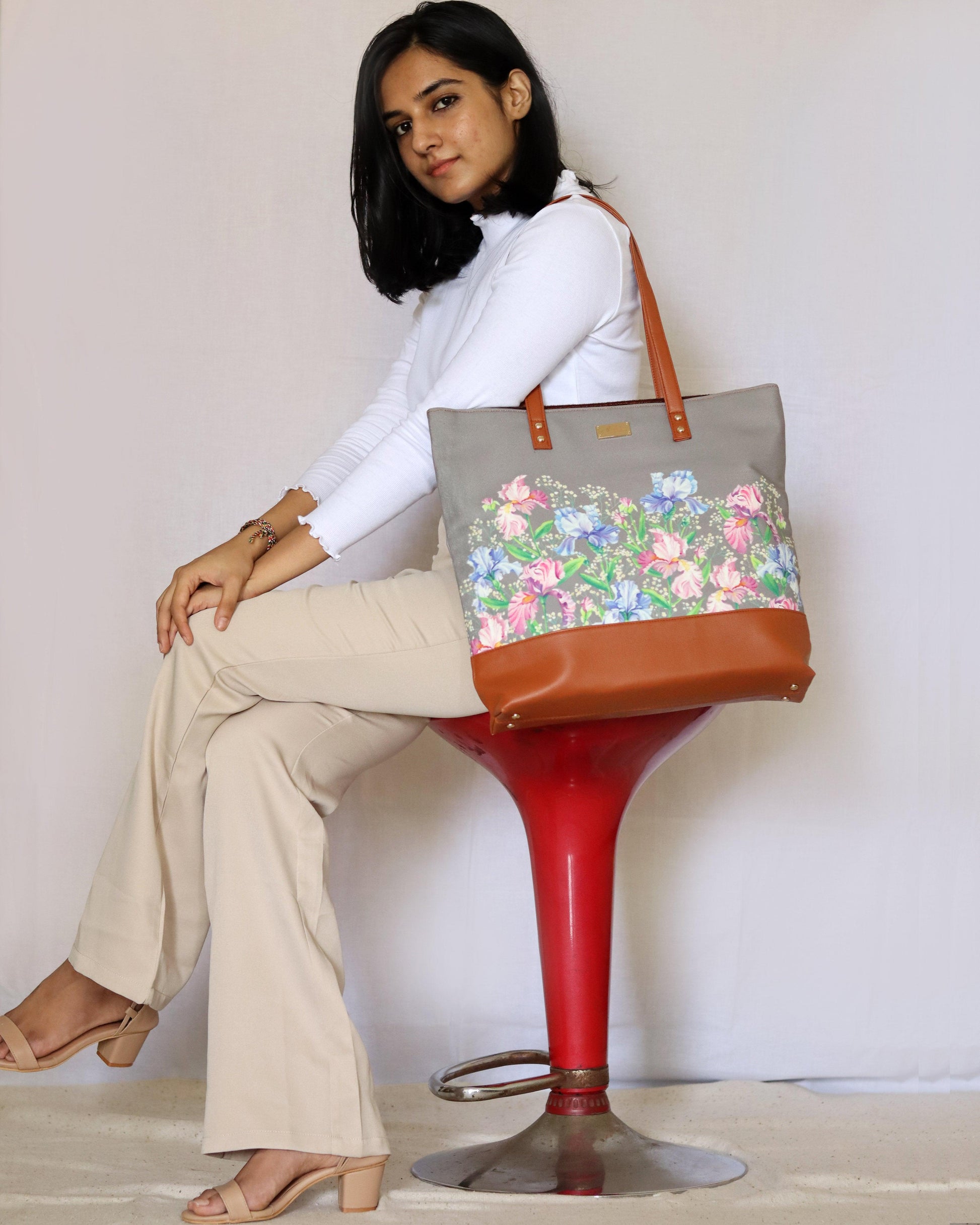 Grey Irises Tote Bag - Strokes by Namrata Mehta